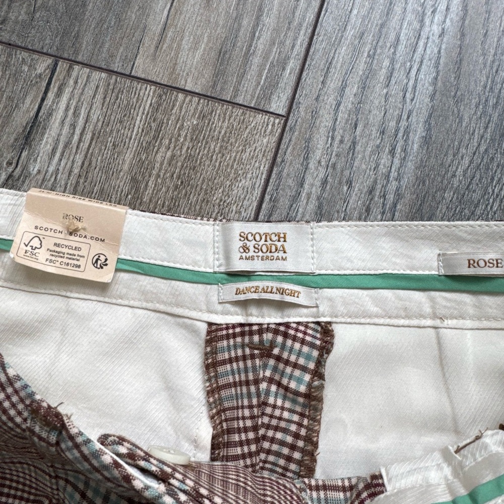 Scotch & Soda Women's Checkered Trousers in Brown and Cream - Picture 4 of 6